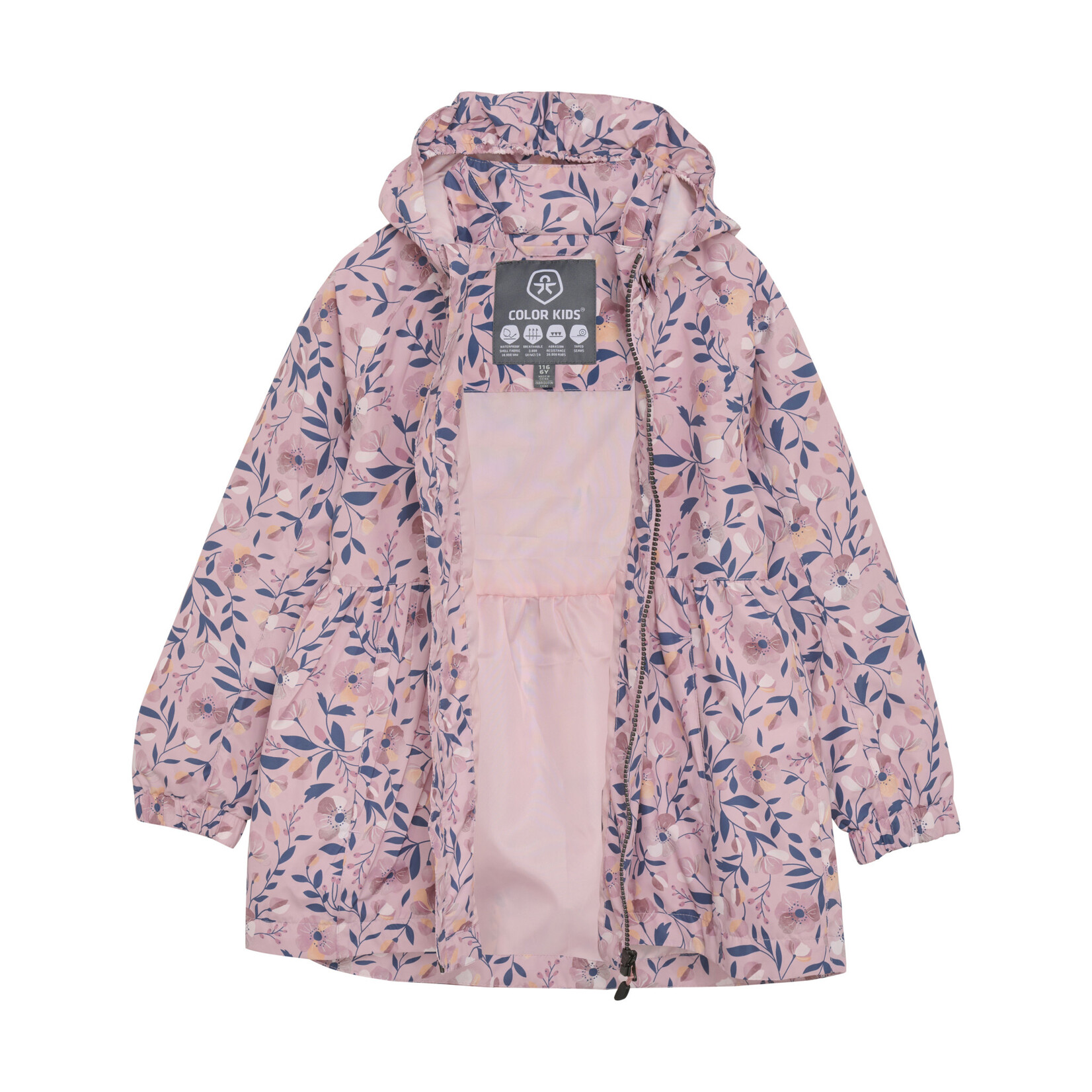 Color Kids  COLOR KIDS - Waterproof Mid-Season Raincoat 'Floral pattern' - Old Pink