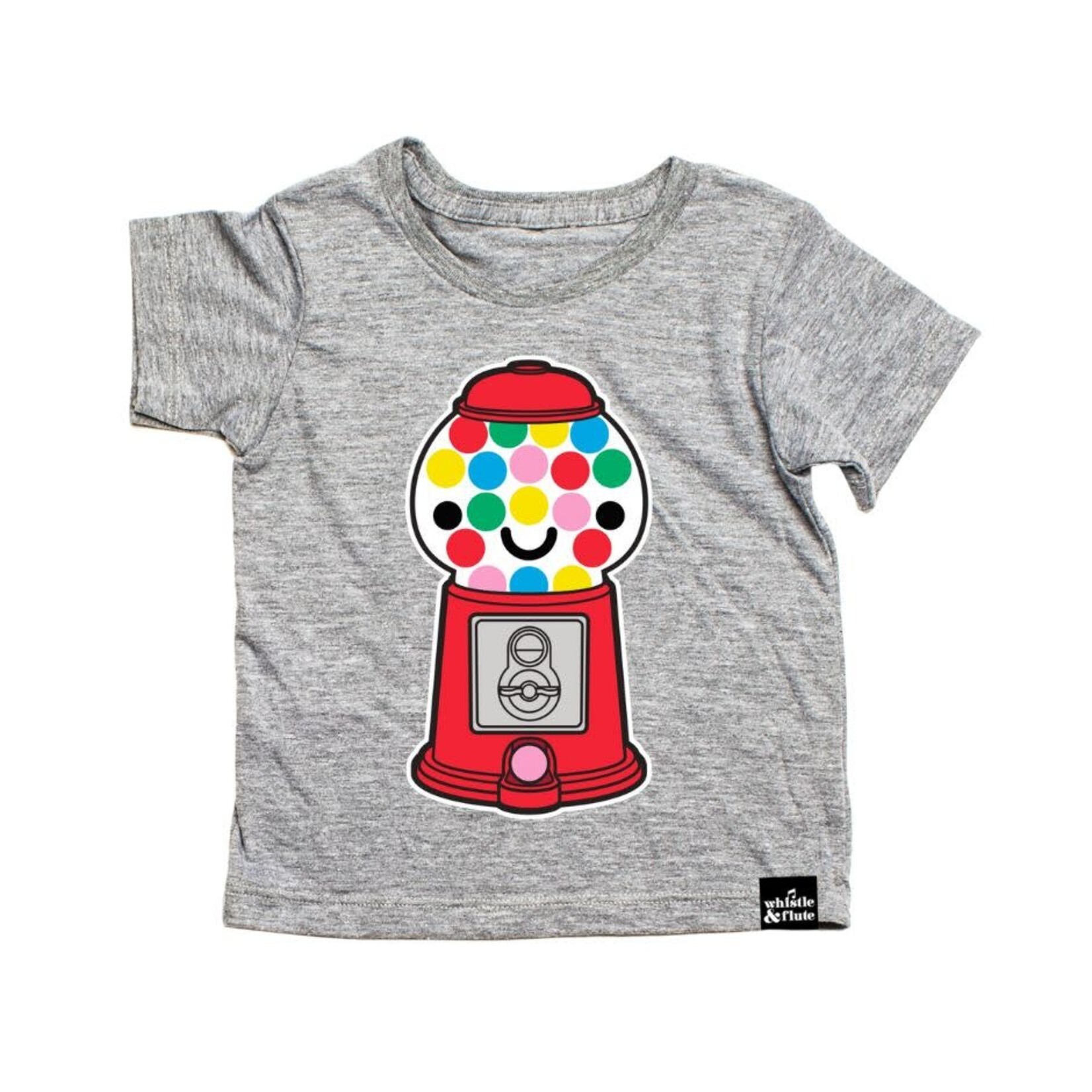 Whistle & Flute WHISTLE AND FLUTE - T-shirt à manches courtes gris avec imprimé de machine à gommes 'Kawaii - Gumball Machine'
