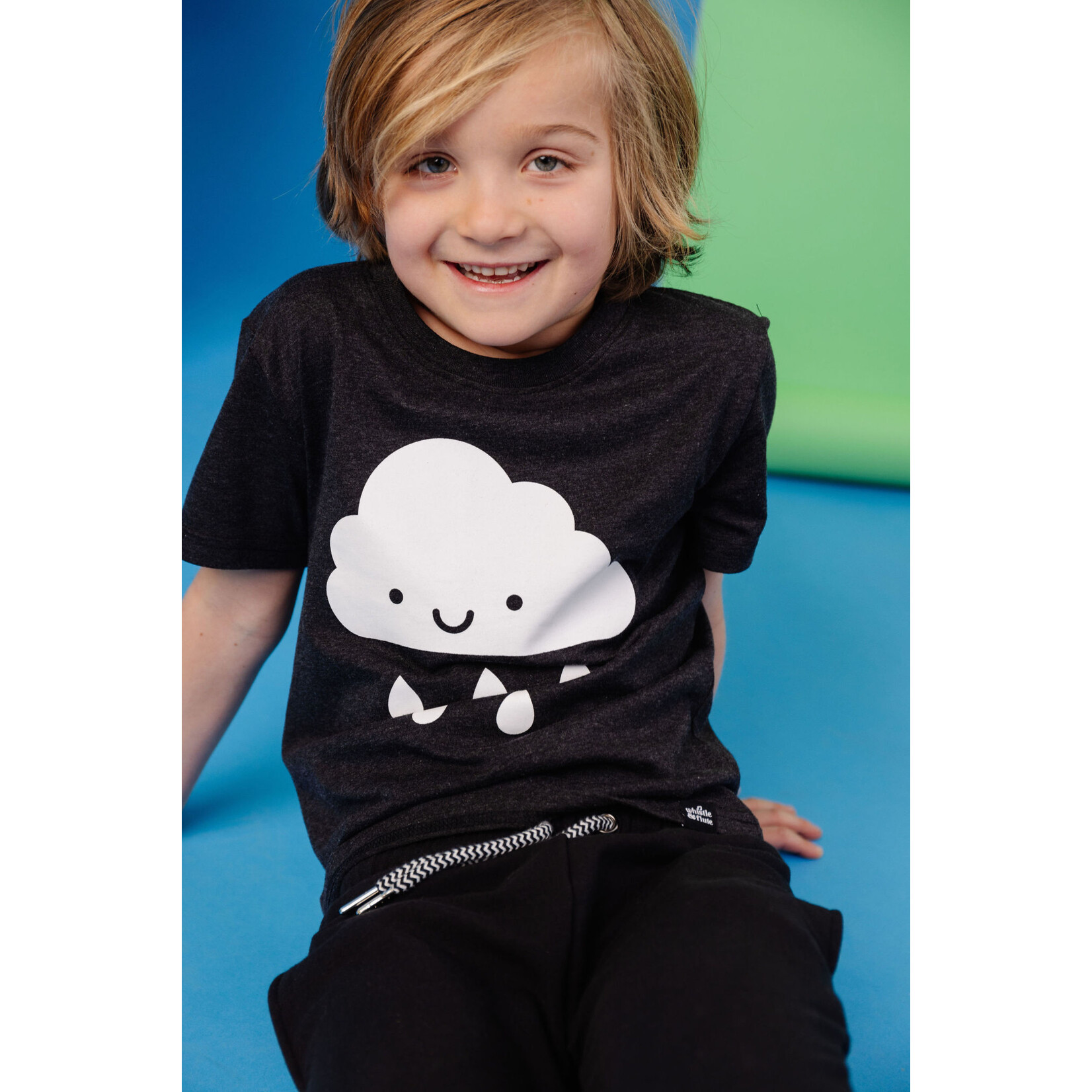 Whistle & Flute WHISTLE AND FLUTE - Shortsleeve Dark Grey T-shirt 'Kawaii - Cloud'