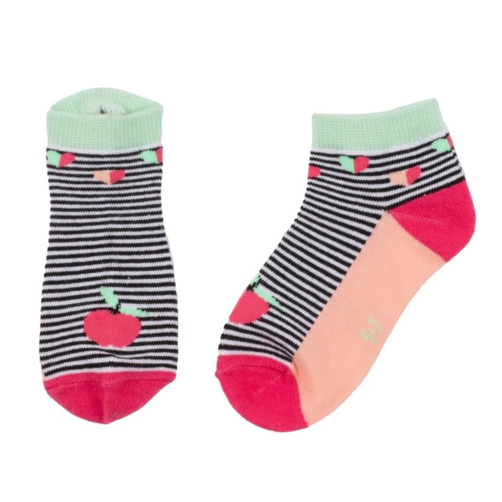 Nanö NANÖ - Striped Ankle Socks with Apple Motif 'Picnic in the Sun'
