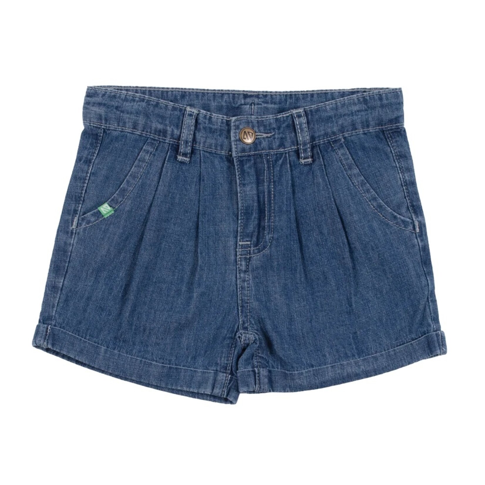 Nanö NANÖ - Denim shorts with white flower on back pocket 'Peace & Love'