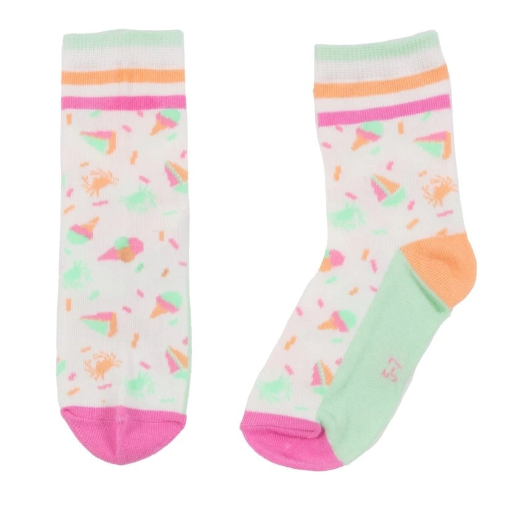 Nanö NANÖ - White Socks with Neon Summer Print 'Holiday Moments'