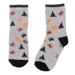 Nanö NANÖ - Light Grey Socks with Crab and Sailboat Print 'Heading for the Mediterranean'