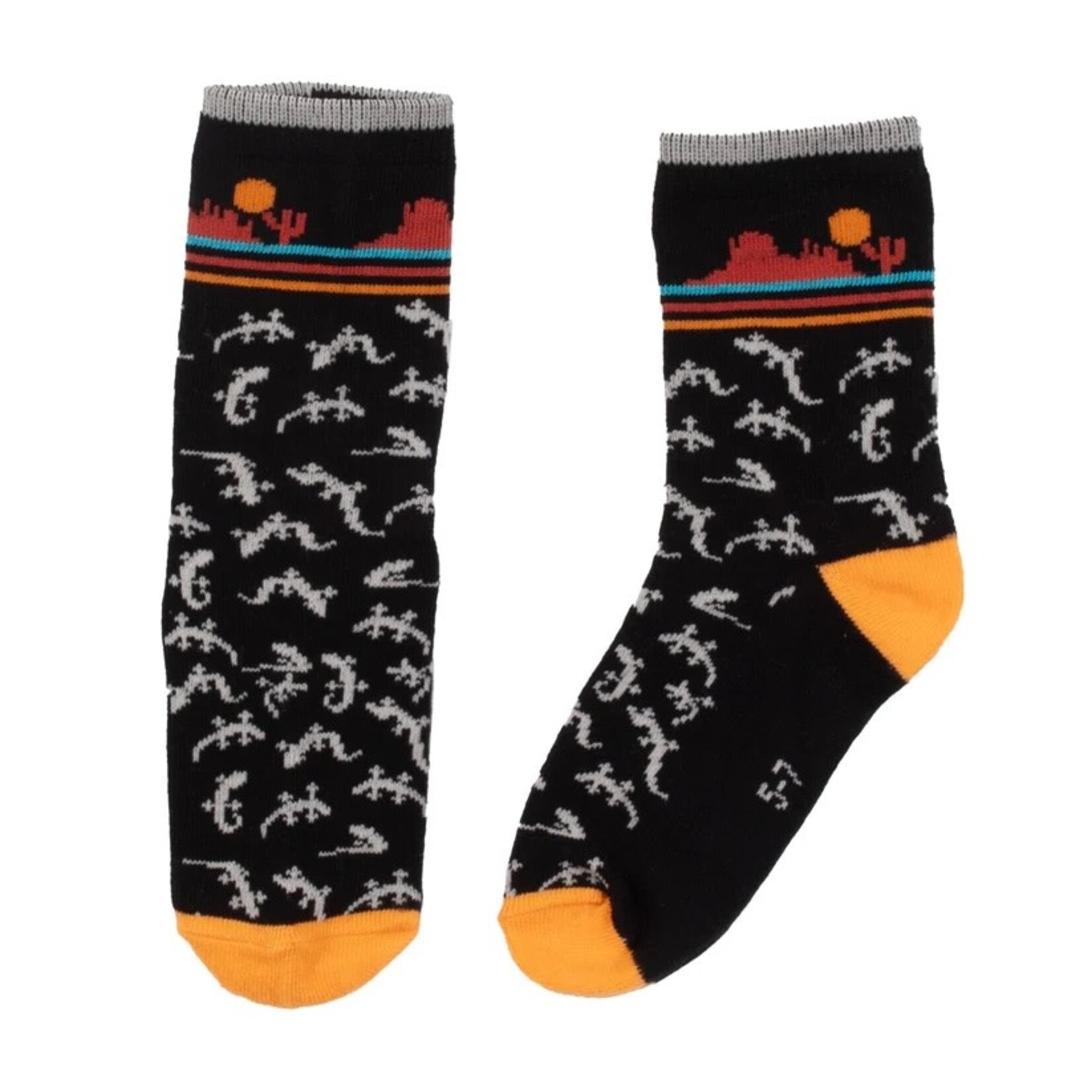Nanö NANÖ - Black and Orange Socks with Lizard Print 'Music Festival'