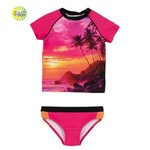 Nanö NANÖ - Two-piece fuchsia Rashguard Swimsuit with sunset print