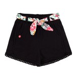 Nanö NANÖ - Short noir en jersey avec ceinture en jersey fleuri 'Pique-nique au soleil'