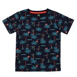 Nanö NANÖ - Shortsleeve navy t-shirt with allover palm tree print 'Pool party'