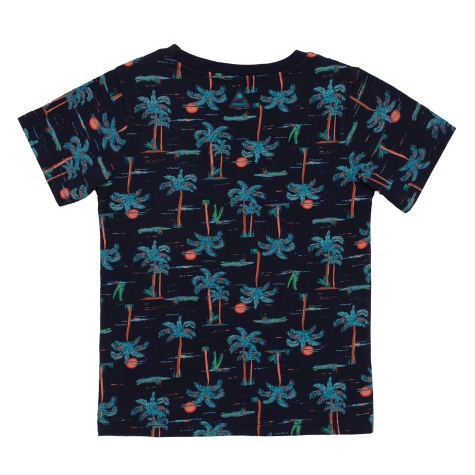 Nanö NANÖ - Shortsleeve navy t-shirt with allover palm tree print 'Pool party'
