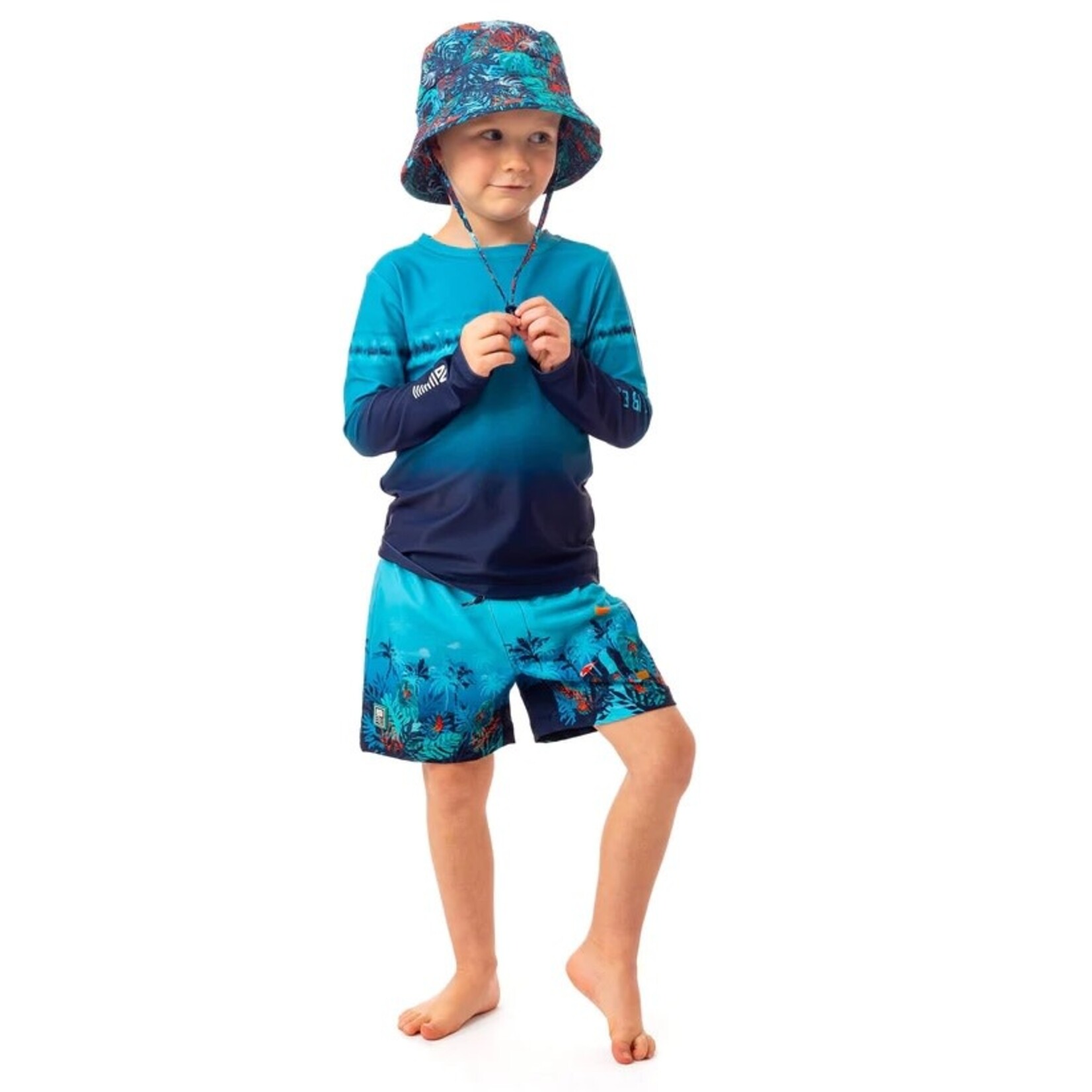 Nanö NANÖ - Turquoise boardshort swimsuit with sea print
