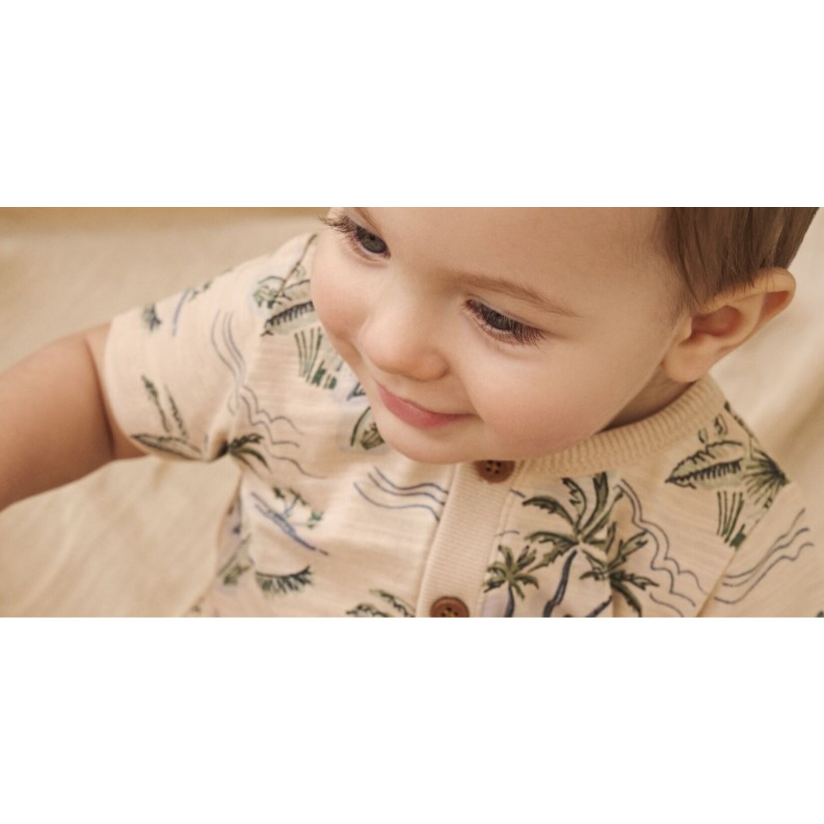 Enfant ENFANT - Barboteuse crème avec imprimé intégral de palmiers