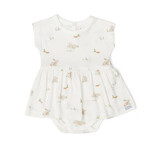 Coccoli COCCOLI - Short-sleeved modal dress with integrated onesie with rabbit pattern