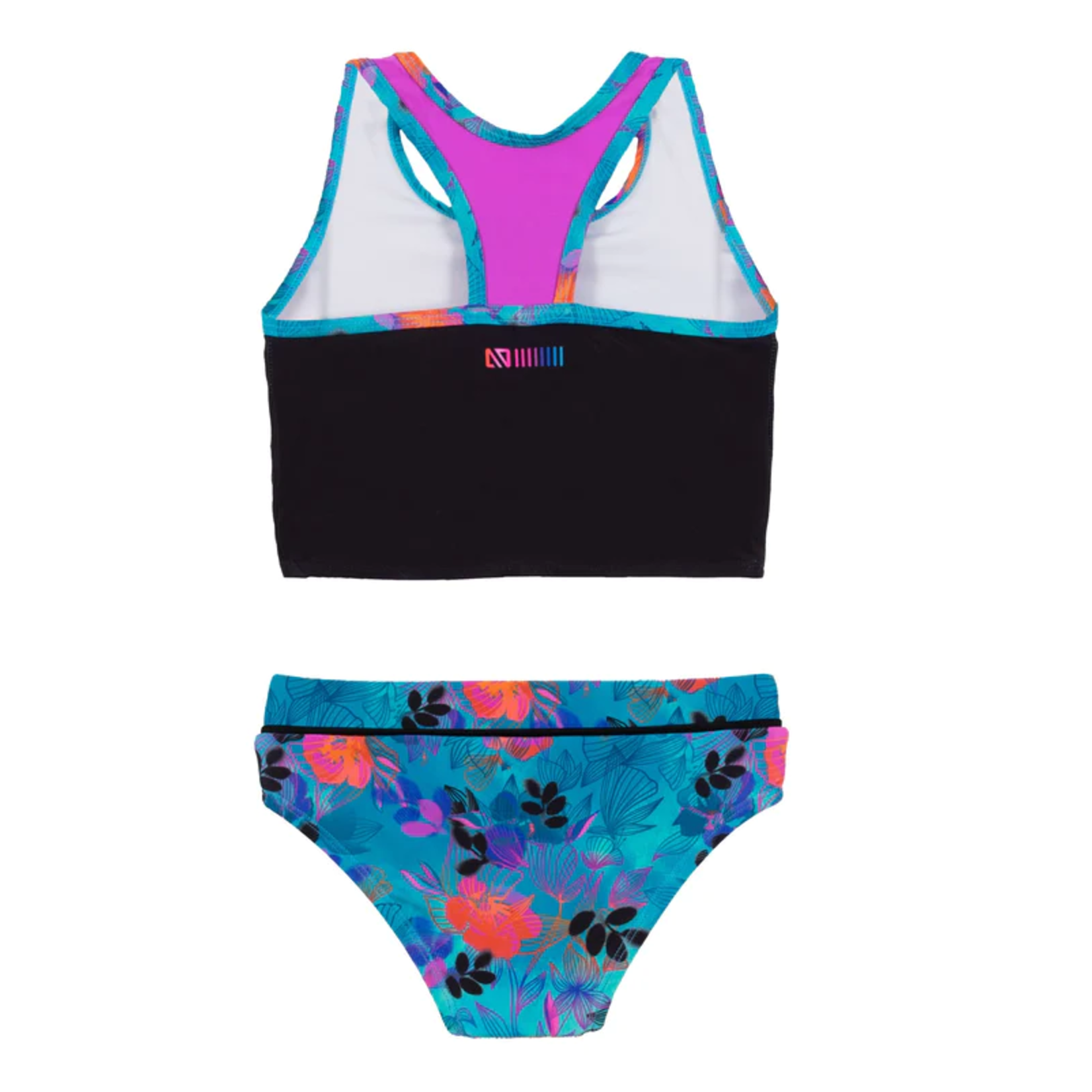Nanö NANÖ - Navy blue two-piece swimsuit with colorful flower print