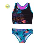 Nanö NANÖ - Navy blue two-piece swimsuit with colorful flower print