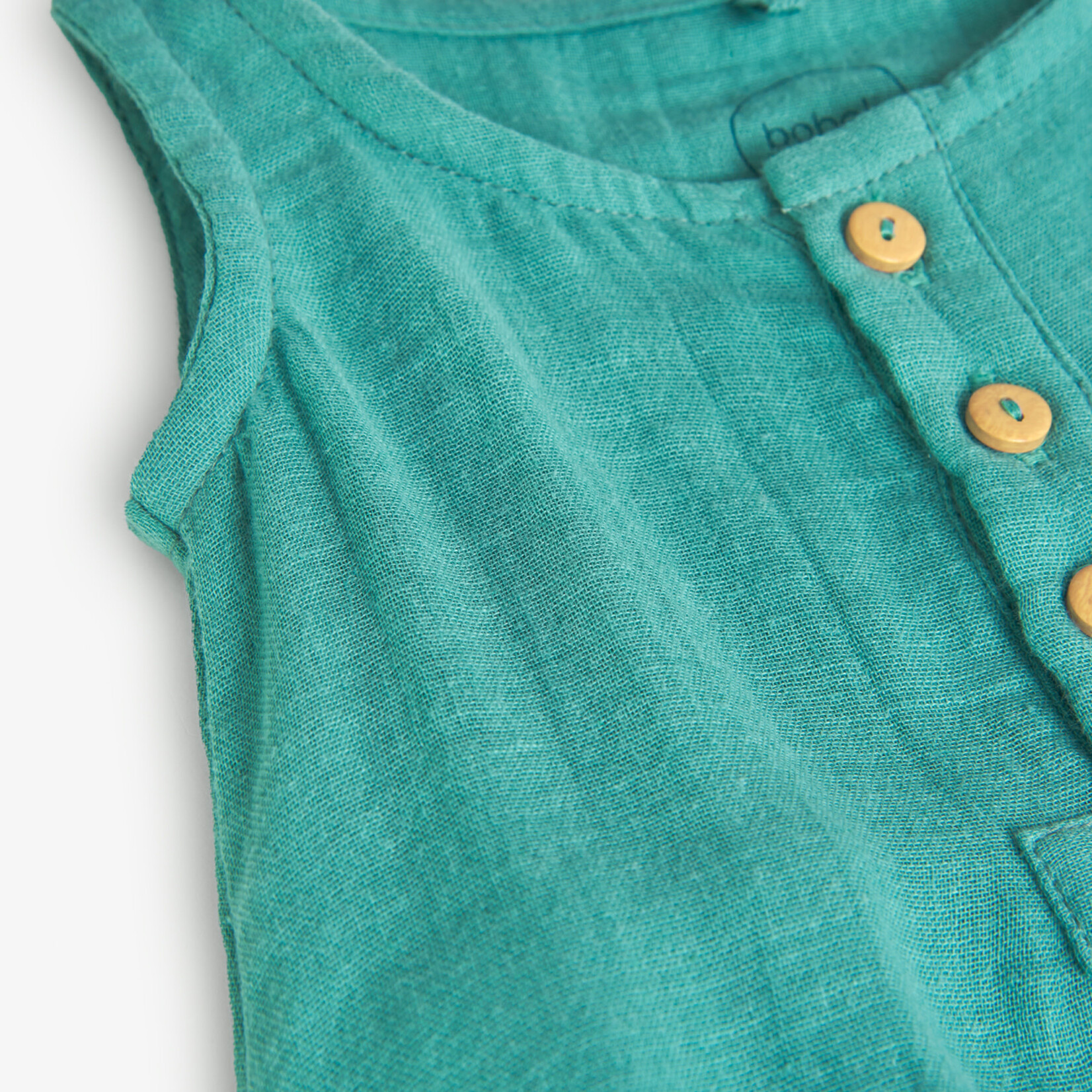 Boboli BOBOLI - Turquoise sleeveless romper with yellow girafe print