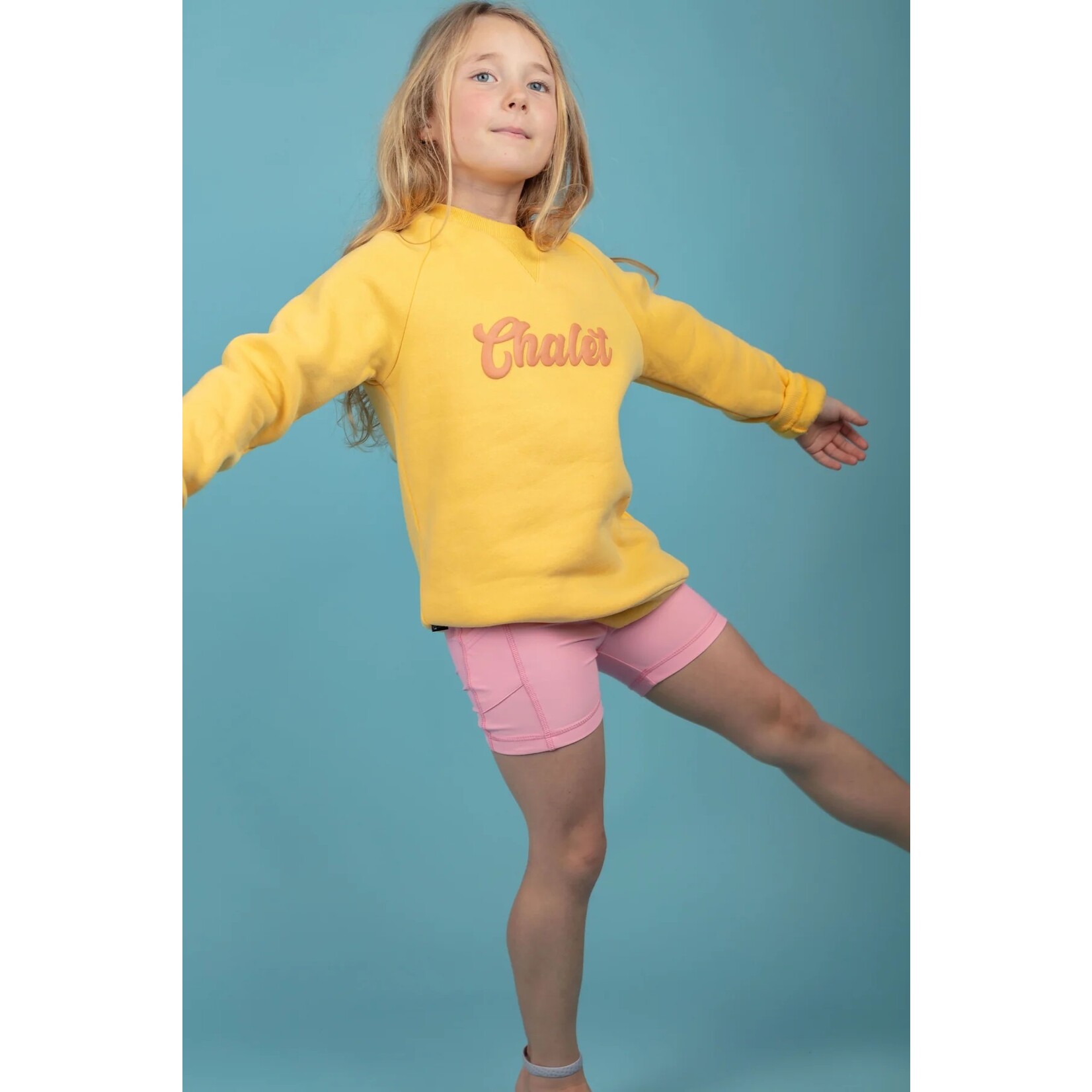 Birdz BIRDZ - 'Chalet' Yellow Sweatshirt With Pink Lettering