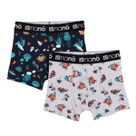 Nanö NANÖ - Set of 2 boxers marine, gris et turquoise 'Cats in space/Crabs and lobsters'