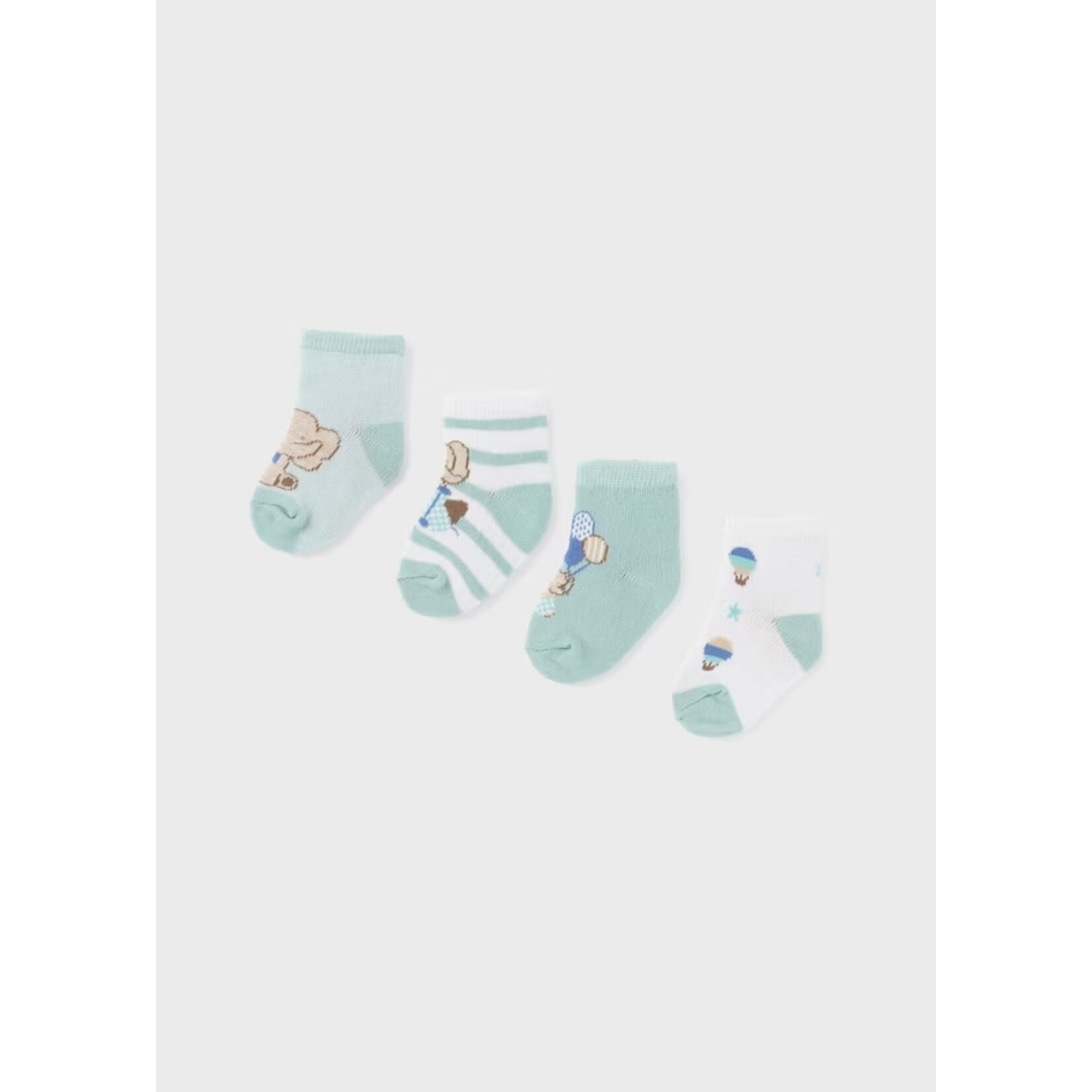Mayoral MAYORAL - Set of 4 Pairs of Baby Socks 'Elephant - Jade Green/White'
