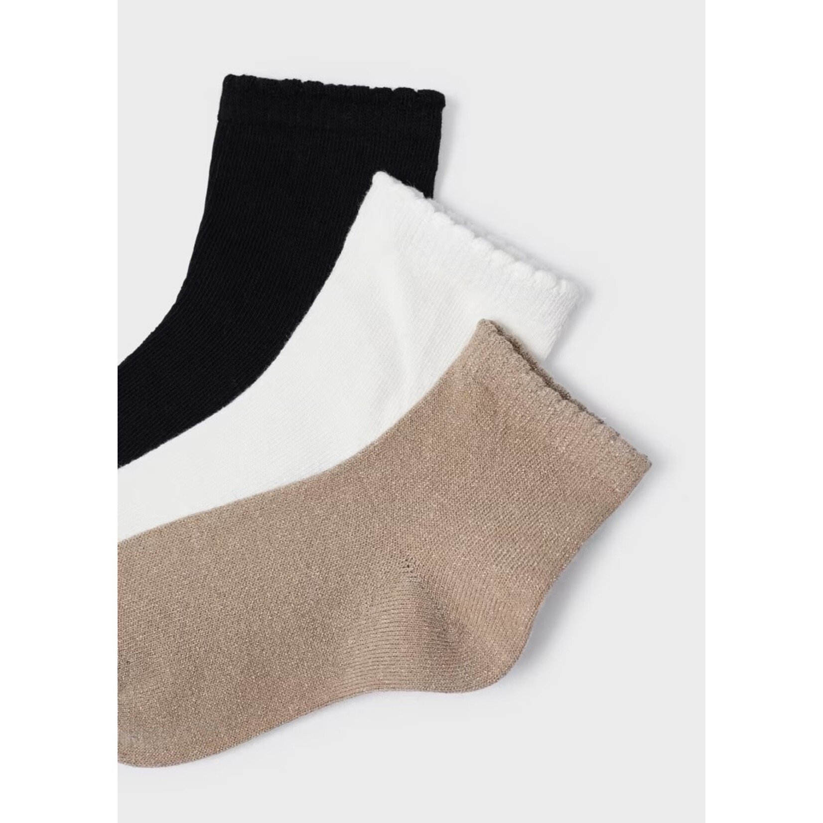 Mayoral MAYORAL - Set of three pairs of socks  'Black, sparkly beige, white'