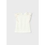 Mayoral MAYORAL - White Sleeveless T-Shirt with Crochet Lace on the Shoulders