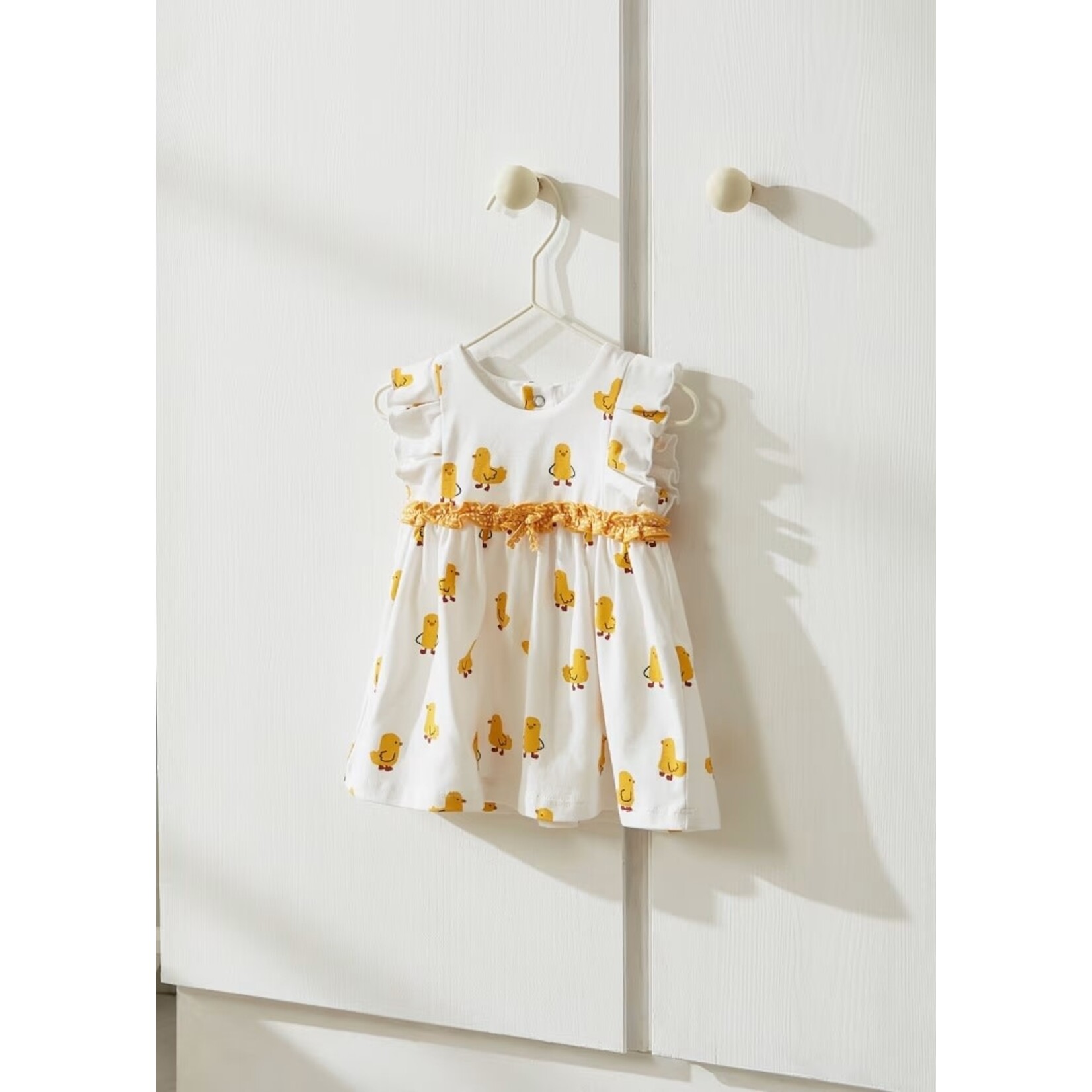 Mayoral MAYORAL - White Sleeveless Dress with All-Over Duckling Print
