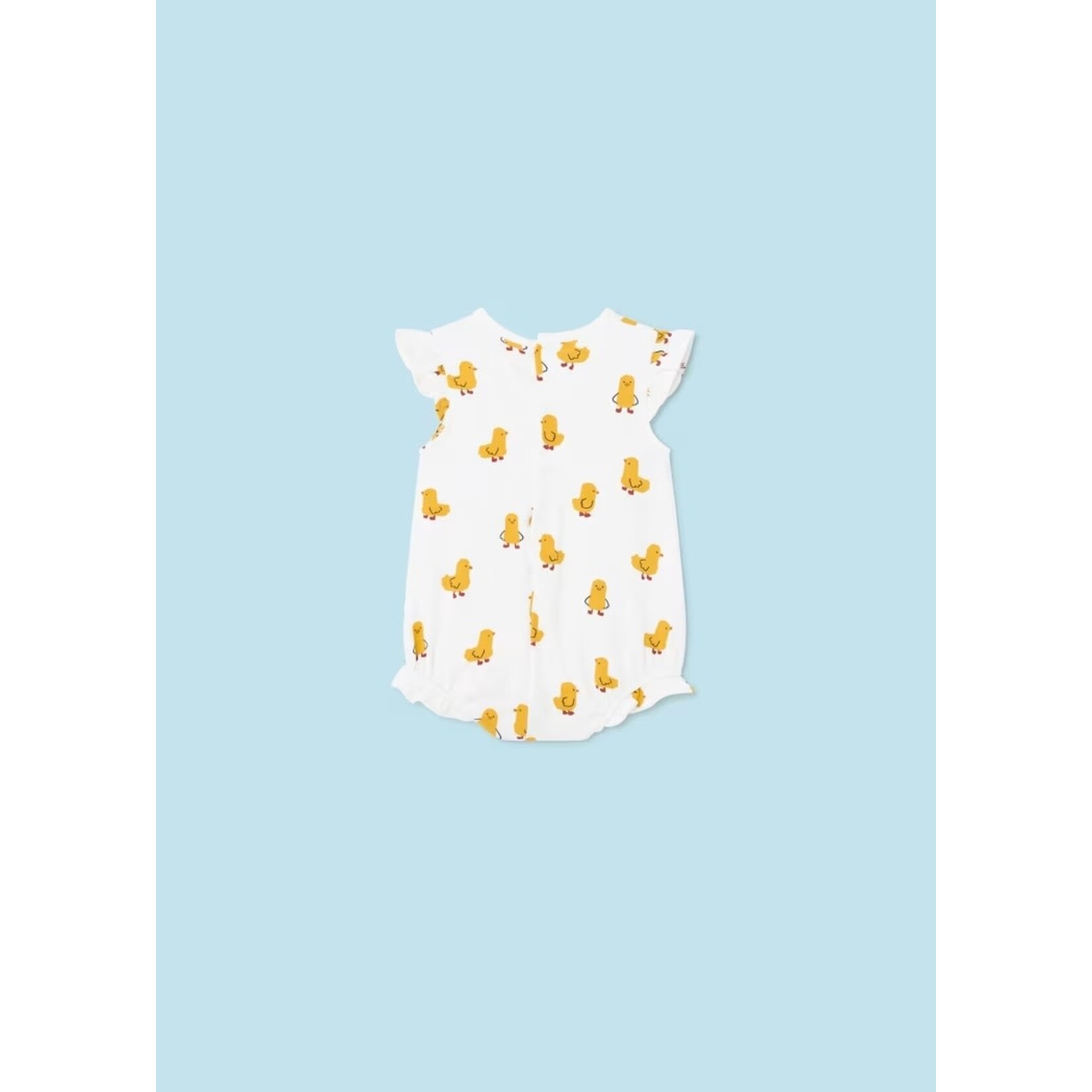 Mayoral MAYORAL - White Romper with All-Over Duckling Print