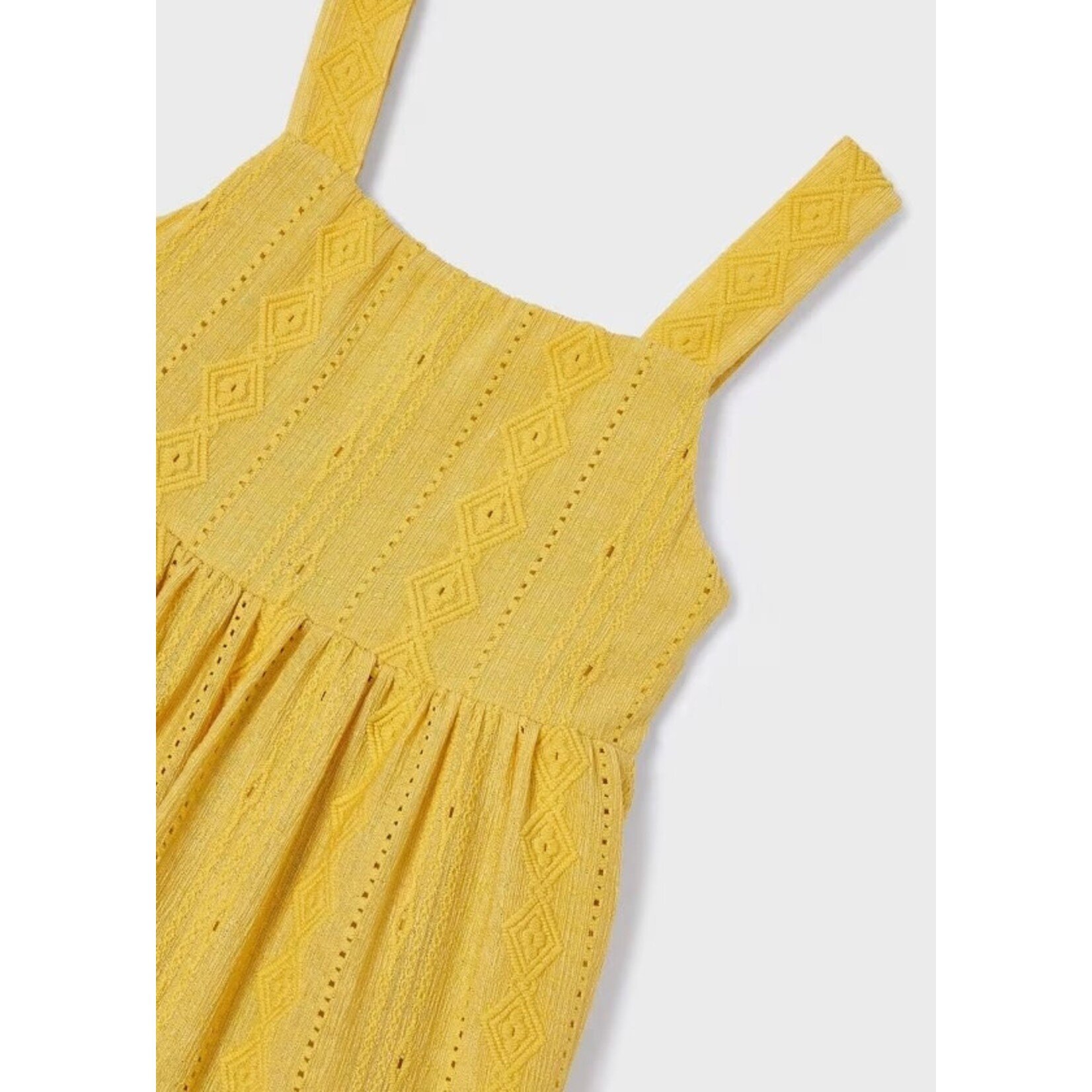 Mayoral MAYORAL - Sleeveless yellow dress with embroideries