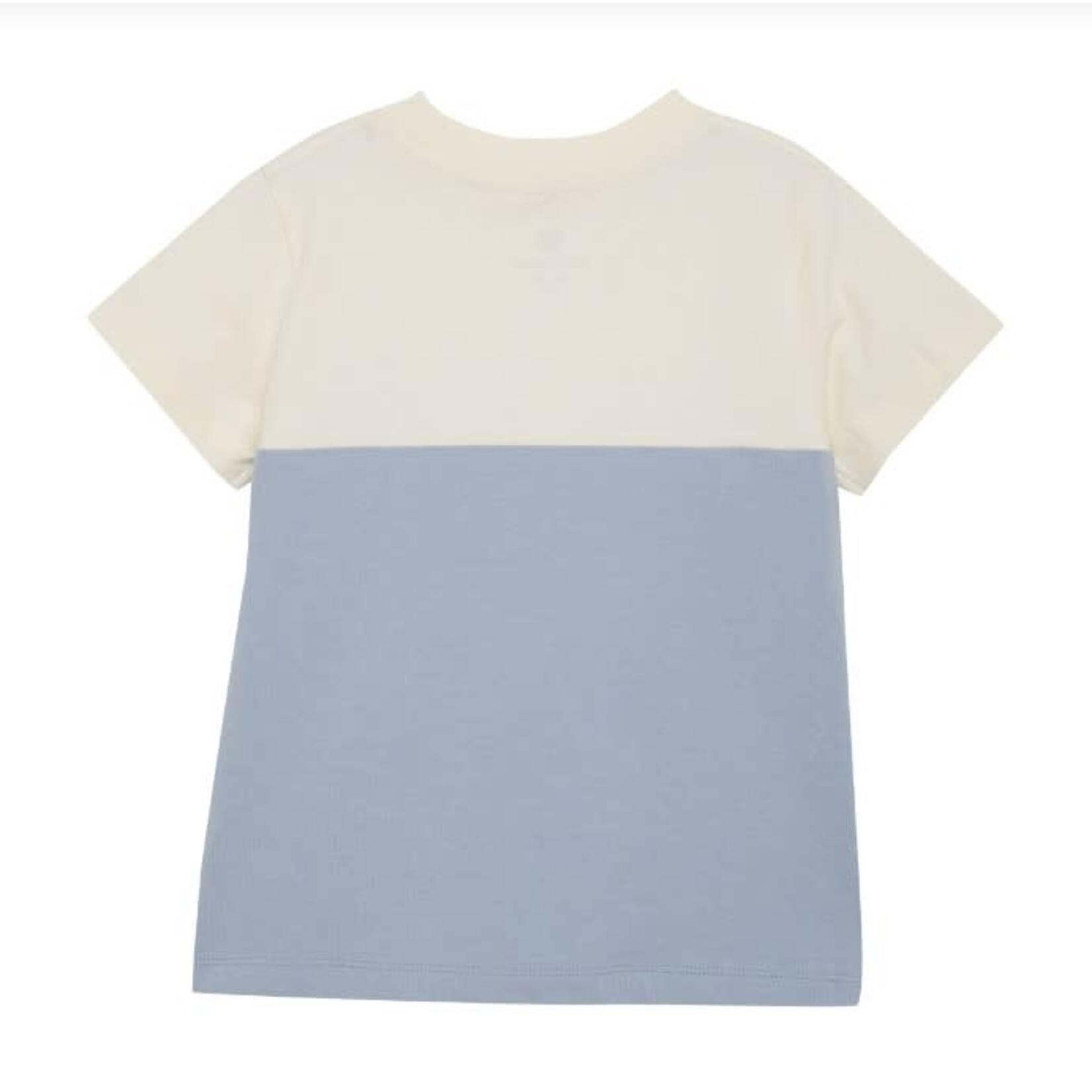 Enfant ENFANT - T-shirt à manches courtes colour block blanc et bleu avec poche marron