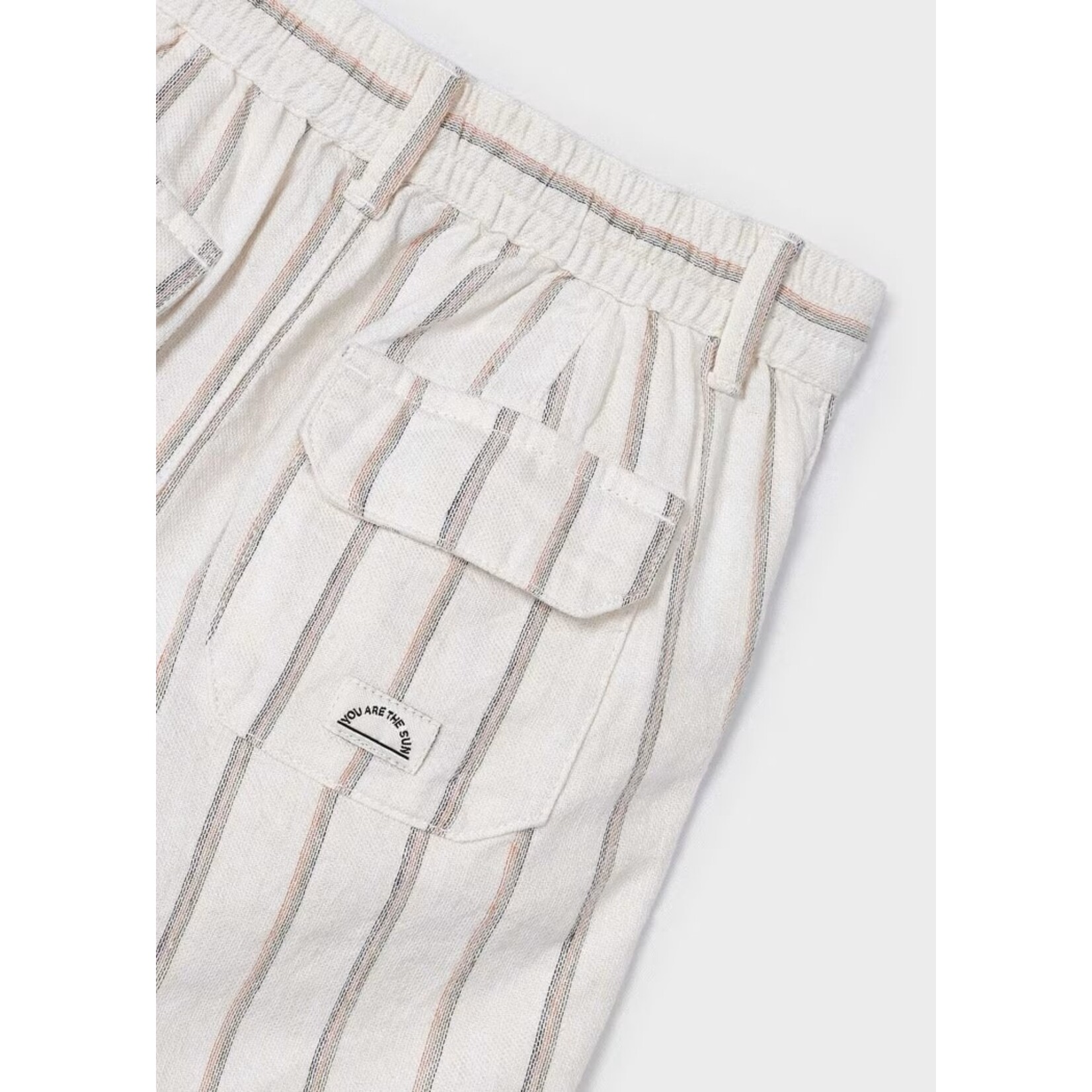 Mayoral MAYORAL - Ecru Vertical Stripes Linen and Cotton Shorts