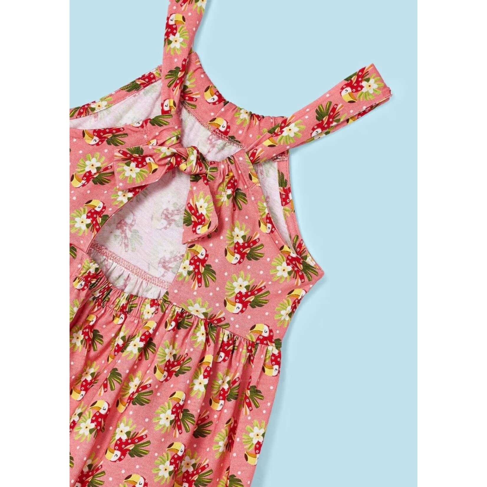 Mayoral MAYORAL - Robe à bretelles corail avec imprimé de flamants roses
