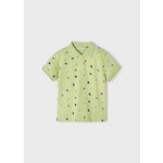 Mayoral MAYORAL - Pale Green Polo Shirt with All-Over Panther Print