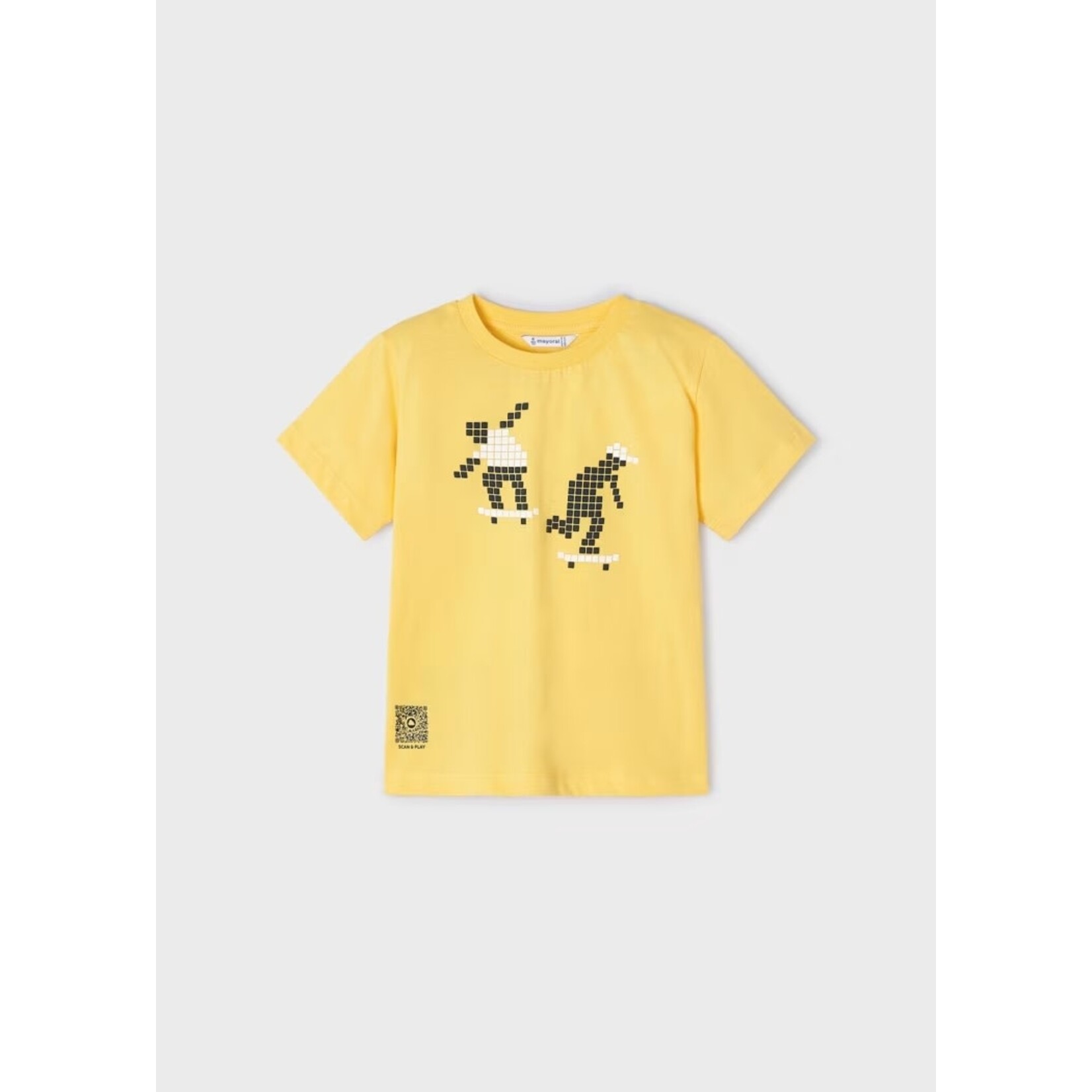 Mayoral MAYORAL - T-shirt à manches courtes jaune avec imprimé géométrique de planchistes