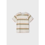 Mayoral MAYORAL -  Cream-coloured shortsleeve t-shirt with fine multicoloured stripes