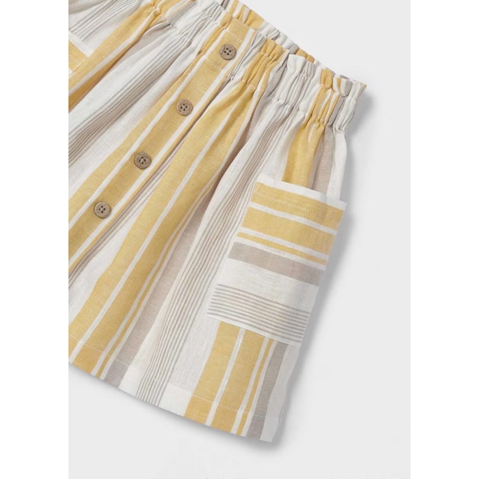 Mayoral MAYORAL - Linen Skirt with Vertical Stripes in Yellow, Ecru and Taupe