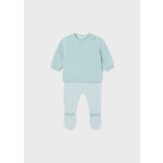 Mayoral MAYORAL - Two-piece set - Light turquoise knit sweater and striped knit pant