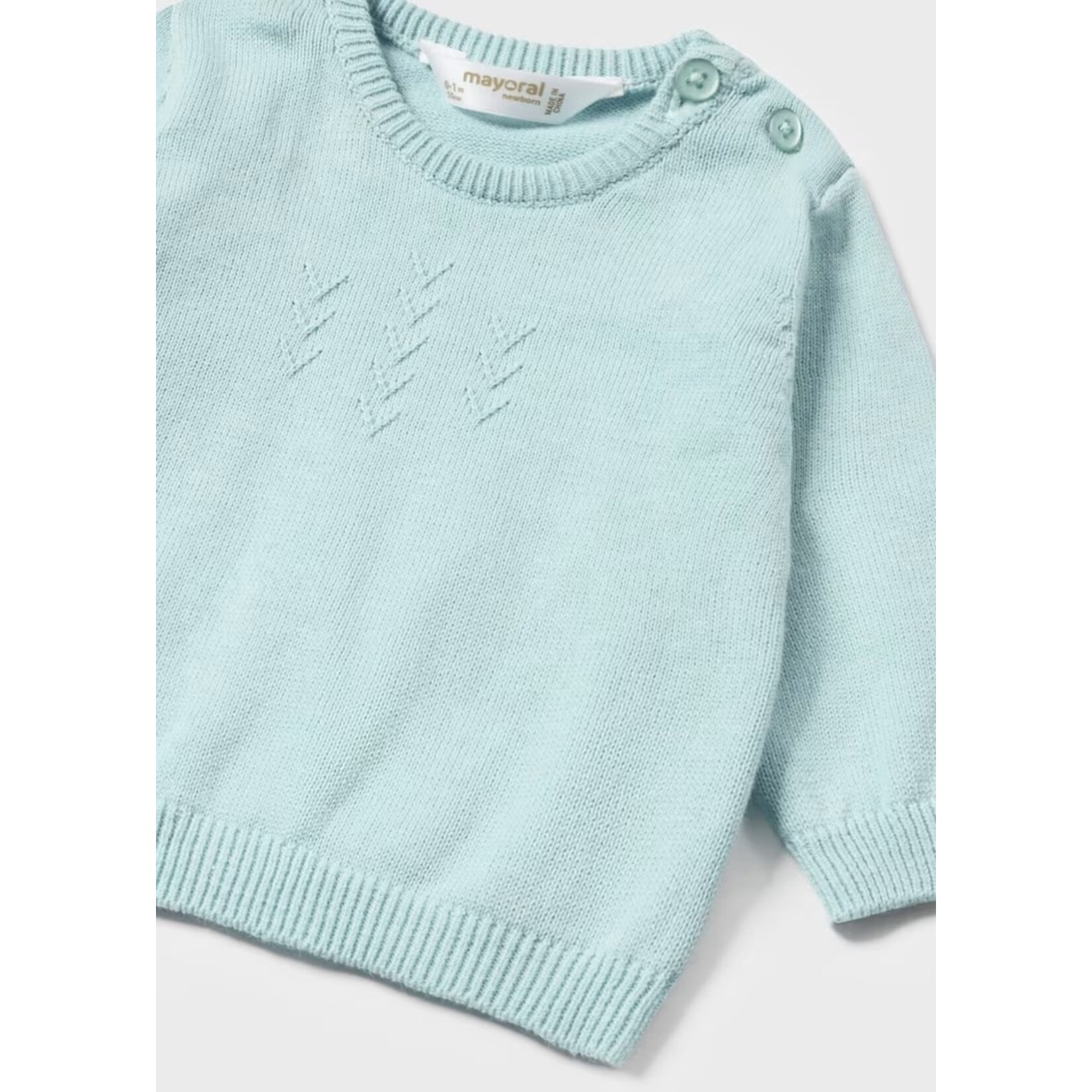 Mayoral MAYORAL - Two-piece set - Light turquoise knit sweater and striped knit pant