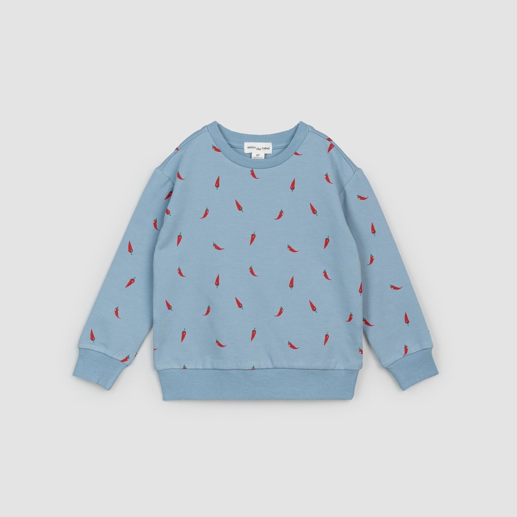 Miles the label MILES THE LABEL - Longsleeve light blue sweater with allover red pepper print