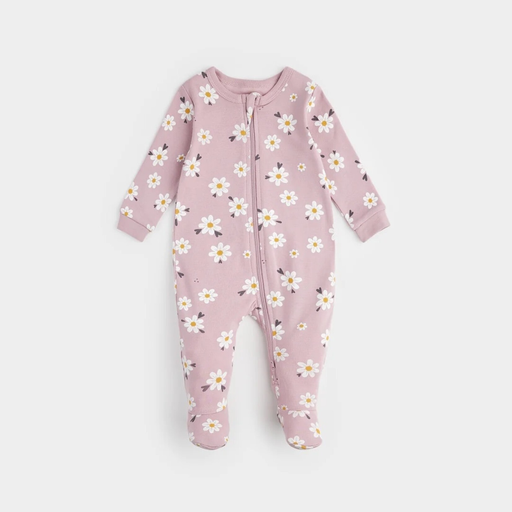Petit Lem PETIT LEM - Pyjama de bébé rose imprimé de marguerites