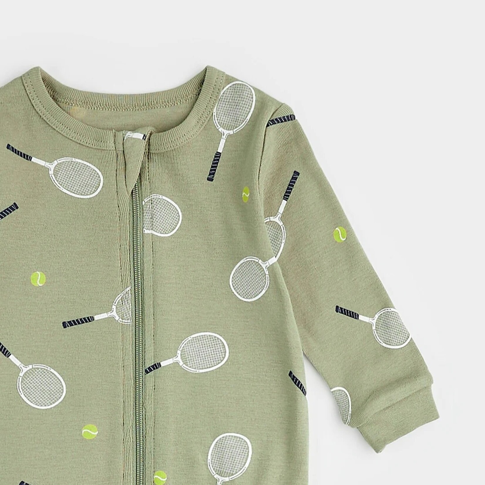 Petit Lem PETIT LEM - Green footed pyjama with tennis raquet print