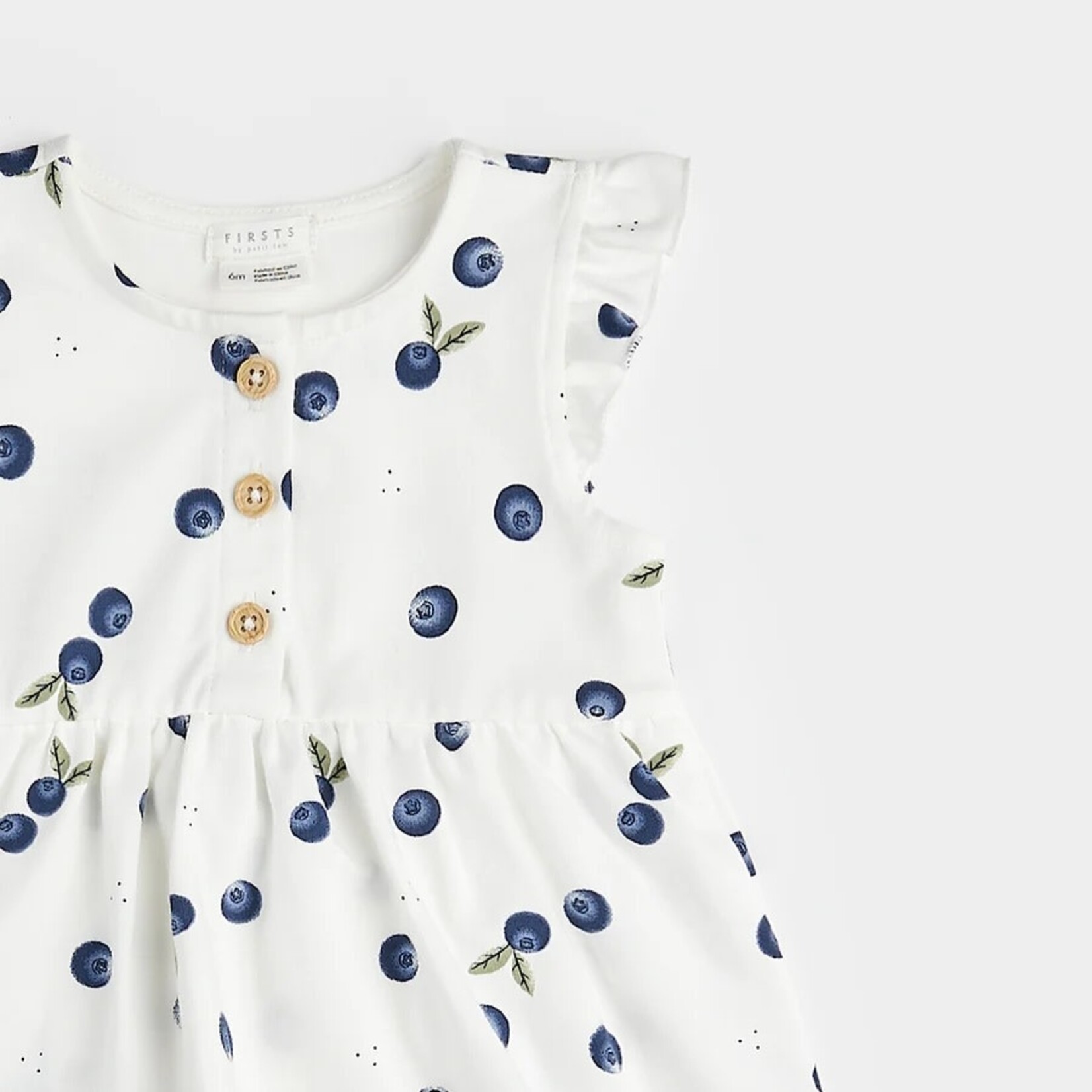 Petit Lem PETIT LEM - Jersey cotton dress with integrated onesie allover blueberry print