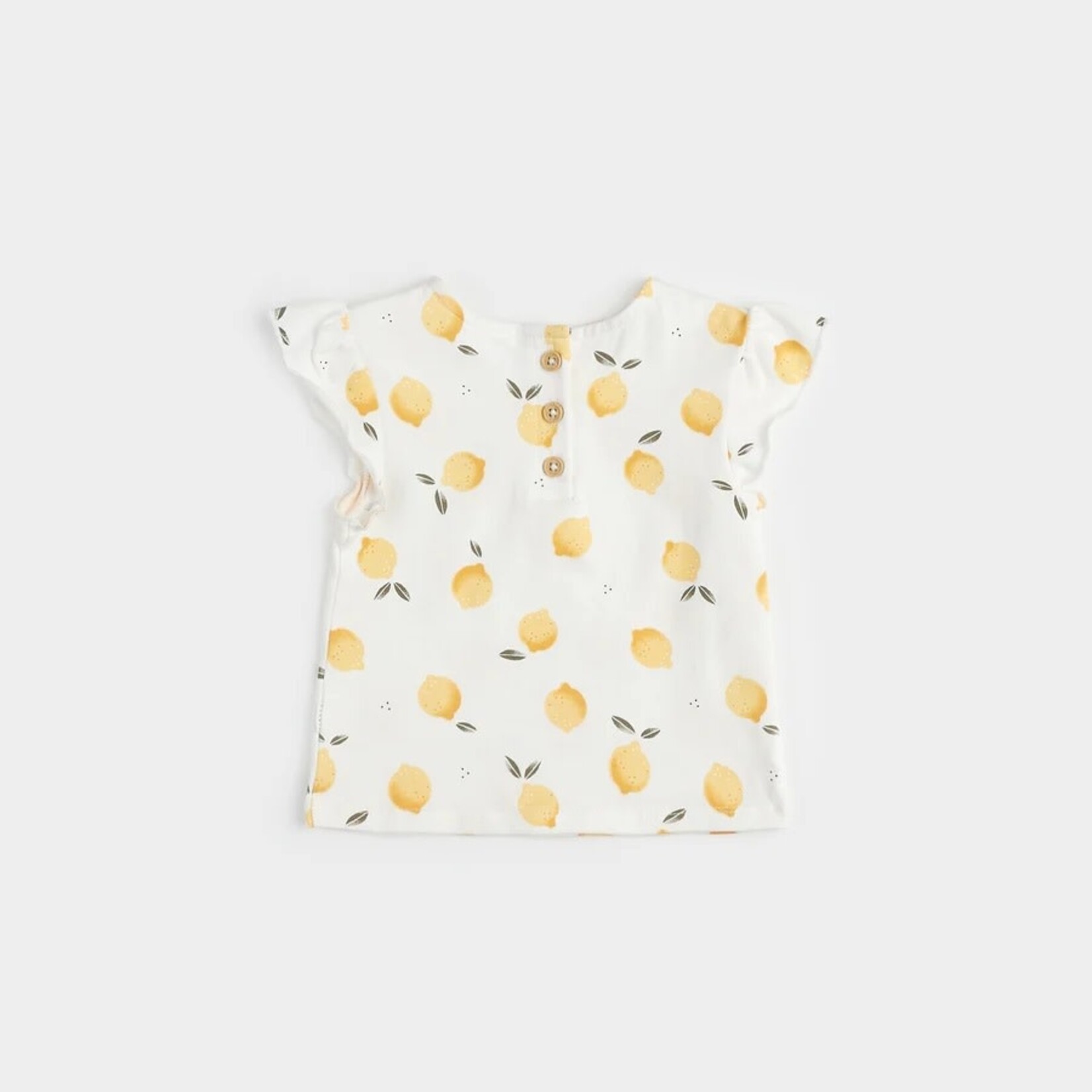Petit Lem PETIT LEM - Two-piece set with shortsleeve lemon print t-shirt and yellow shorts