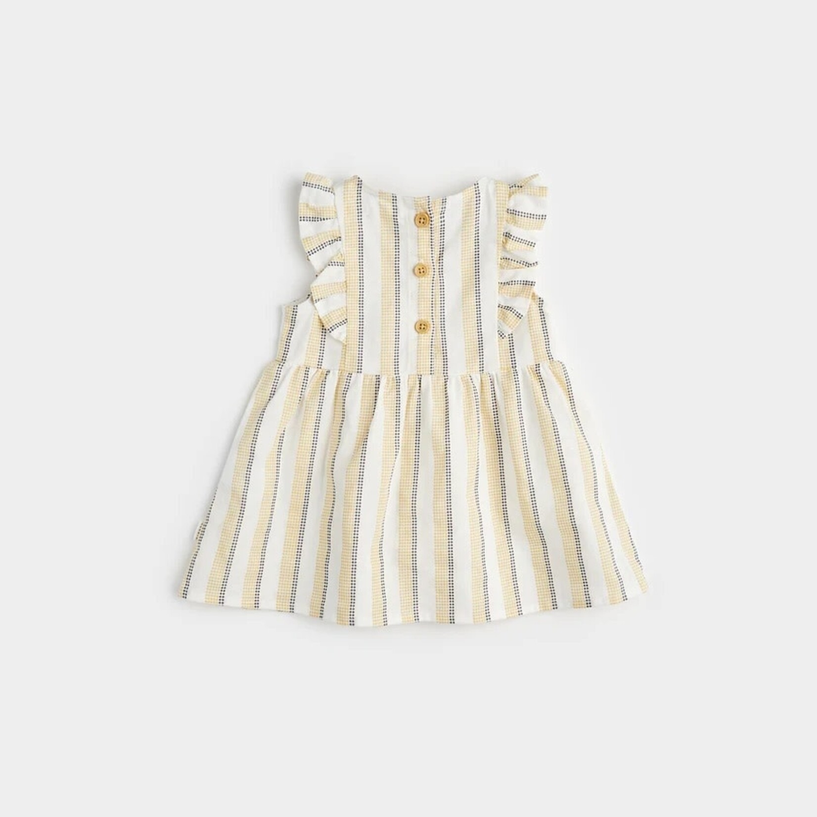 Petit Lem PETIT LEM - Canary striped cross hatch linen and cotton dress
