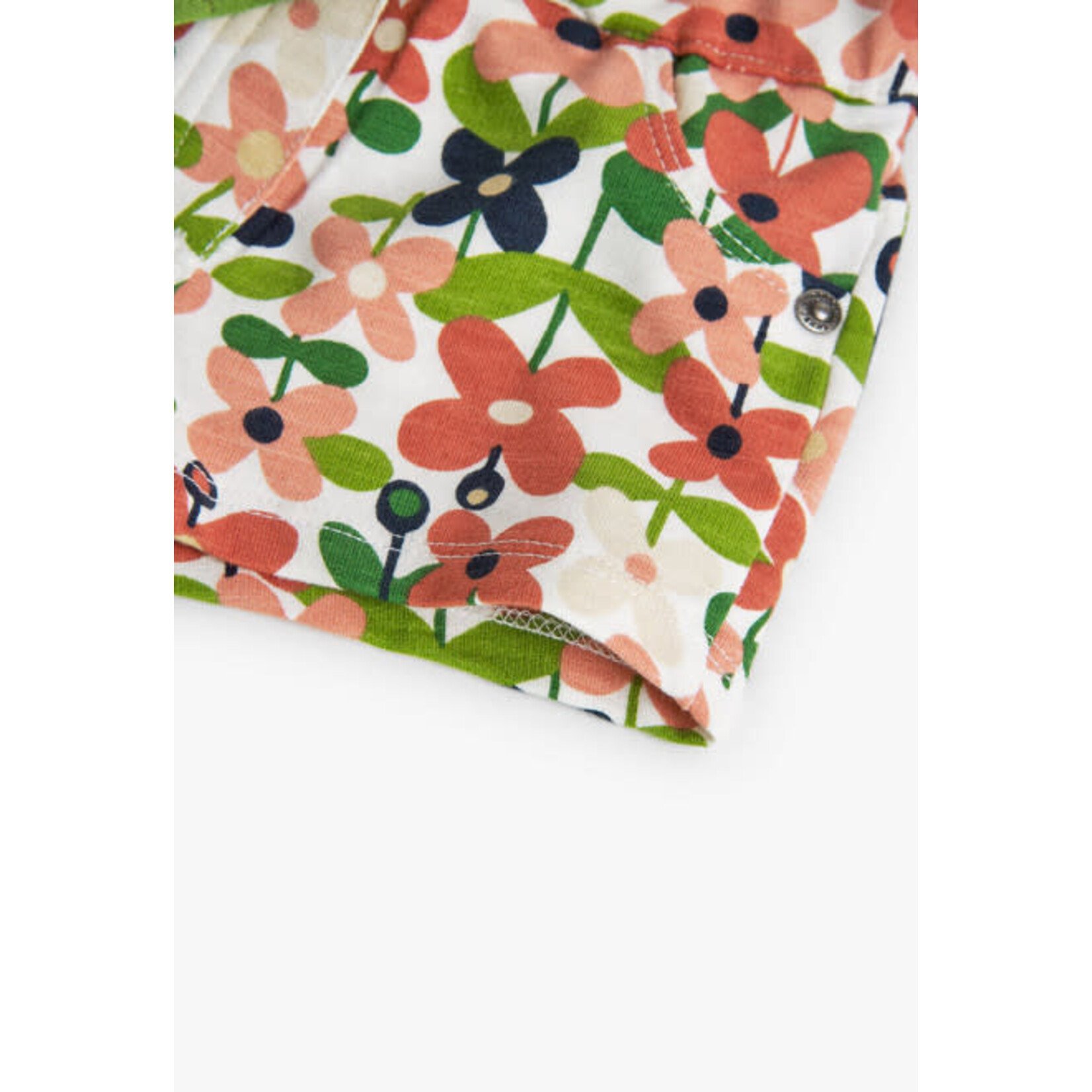 Boboli BOBOLI - Ecru Cotton Shorts with Flower Pattern