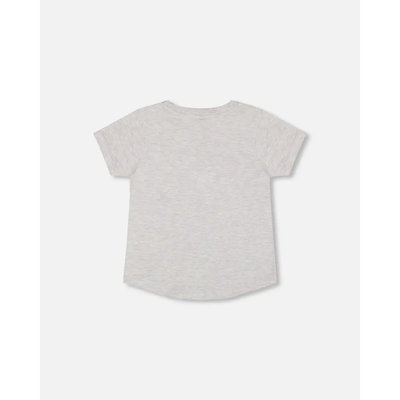 Deux par Deux DEUX PAR DEUX - Organic Cotton T-Shirt With Dino Print Light Gray Mix