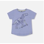 Deux par Deux DEUX PAR DEUX - Organic Cotton T-Shirt With Blue Dinosaure Print
