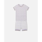 Deux par Deux DEUX PAR DEUX - Organic Cotton Short Pyjama Set (2 pcs.) in Lilac with Little Flower Print