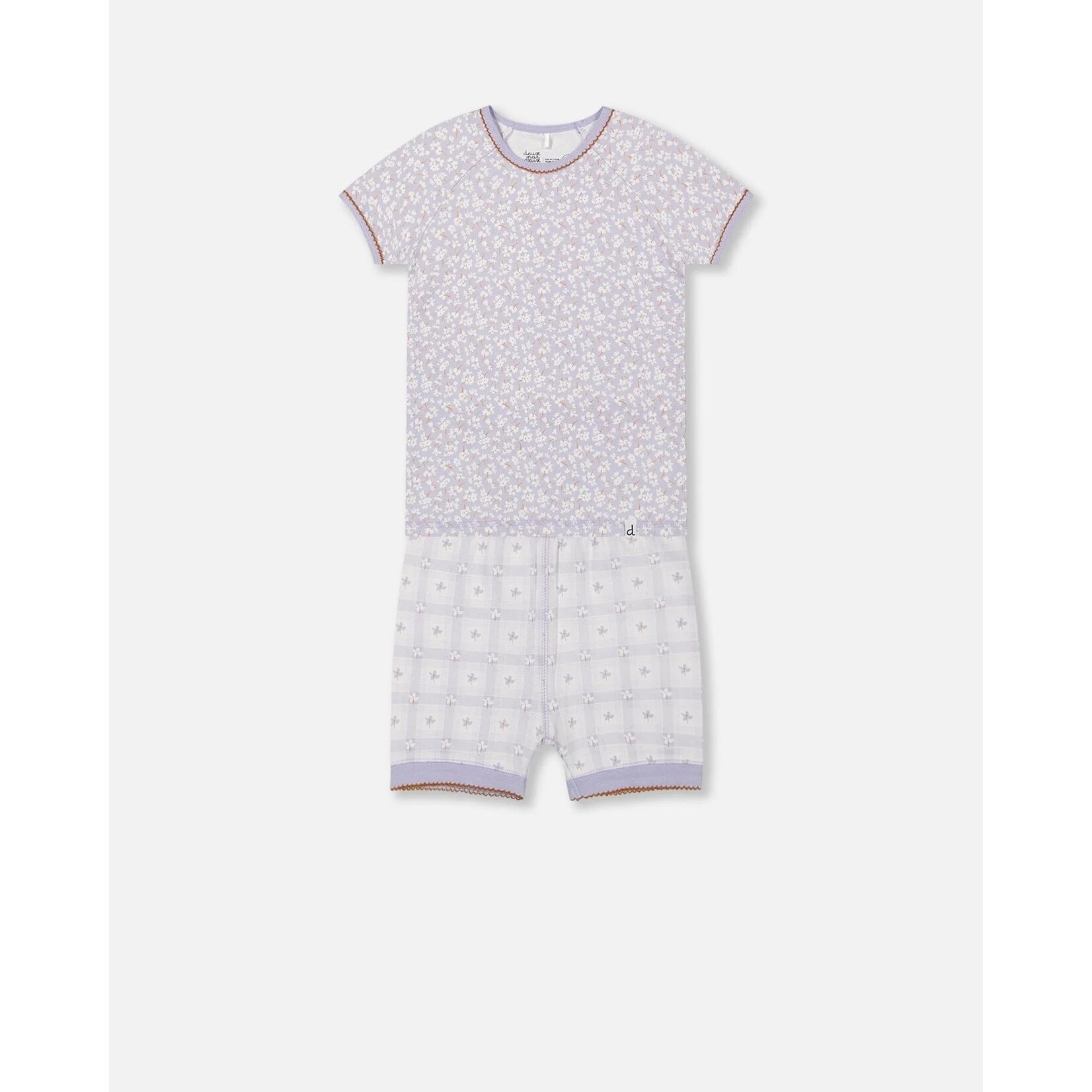 Deux par Deux DEUX PAR DEUX - Organic Cotton Short Pyjama Set (2 pcs.) in Lilac with Little Flower Print