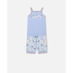 Deux par Deux DEUX PAR DEUX - Organic Cotton Short Pyjama Set (2 pcs.) in Baby Blue with Daisy Print