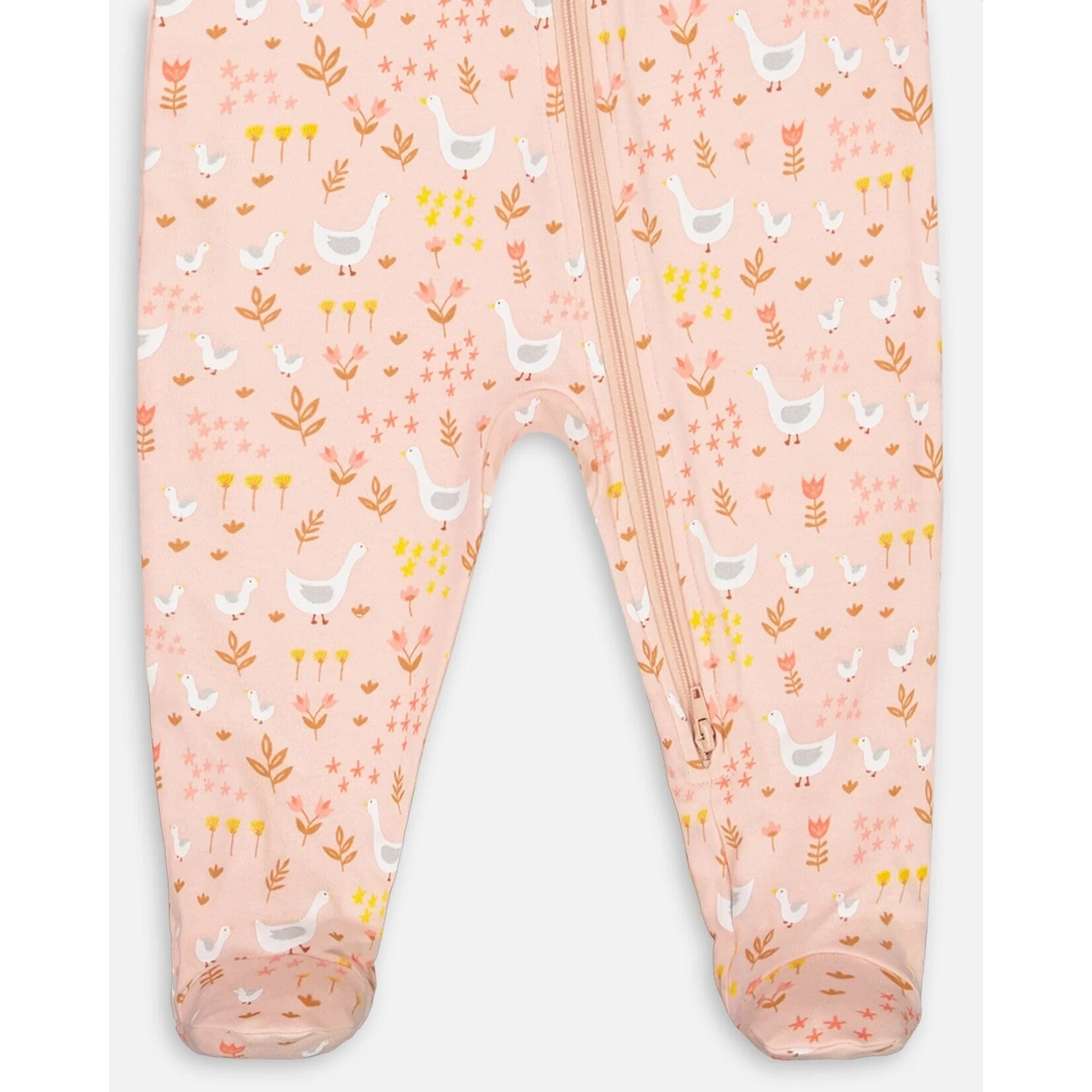 Deux par Deux DEUX PAR DEUX - Organic Cotton Baby Pyjamas in Pink with Geese Print