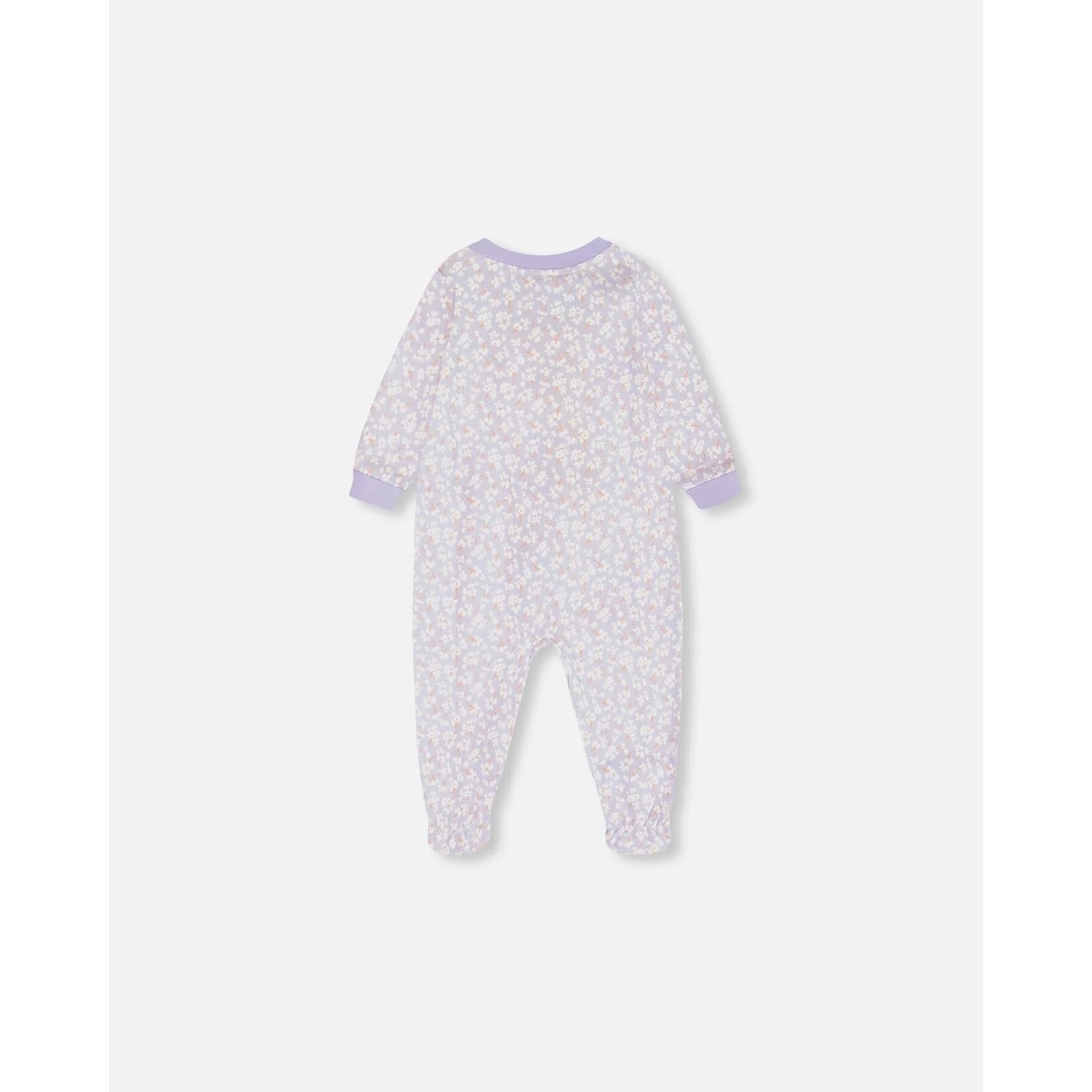 Deux par Deux DEUX PAR DEUX - Organic Cotton Baby Pyjamas in Lilac with Little Flower Print