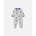 Deux par Deux DEUX PAR DEUX - Organic Cotton Baby Pyjamas in Heather Grey with Dog Print